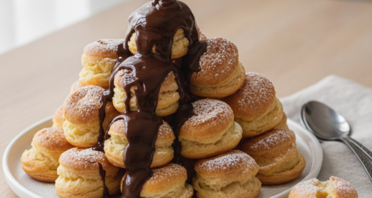 Ev Yapımı Çikolatalı Profiterol: Crispy Çoux Pastası ve Eriyen Çikolata Sosuy...