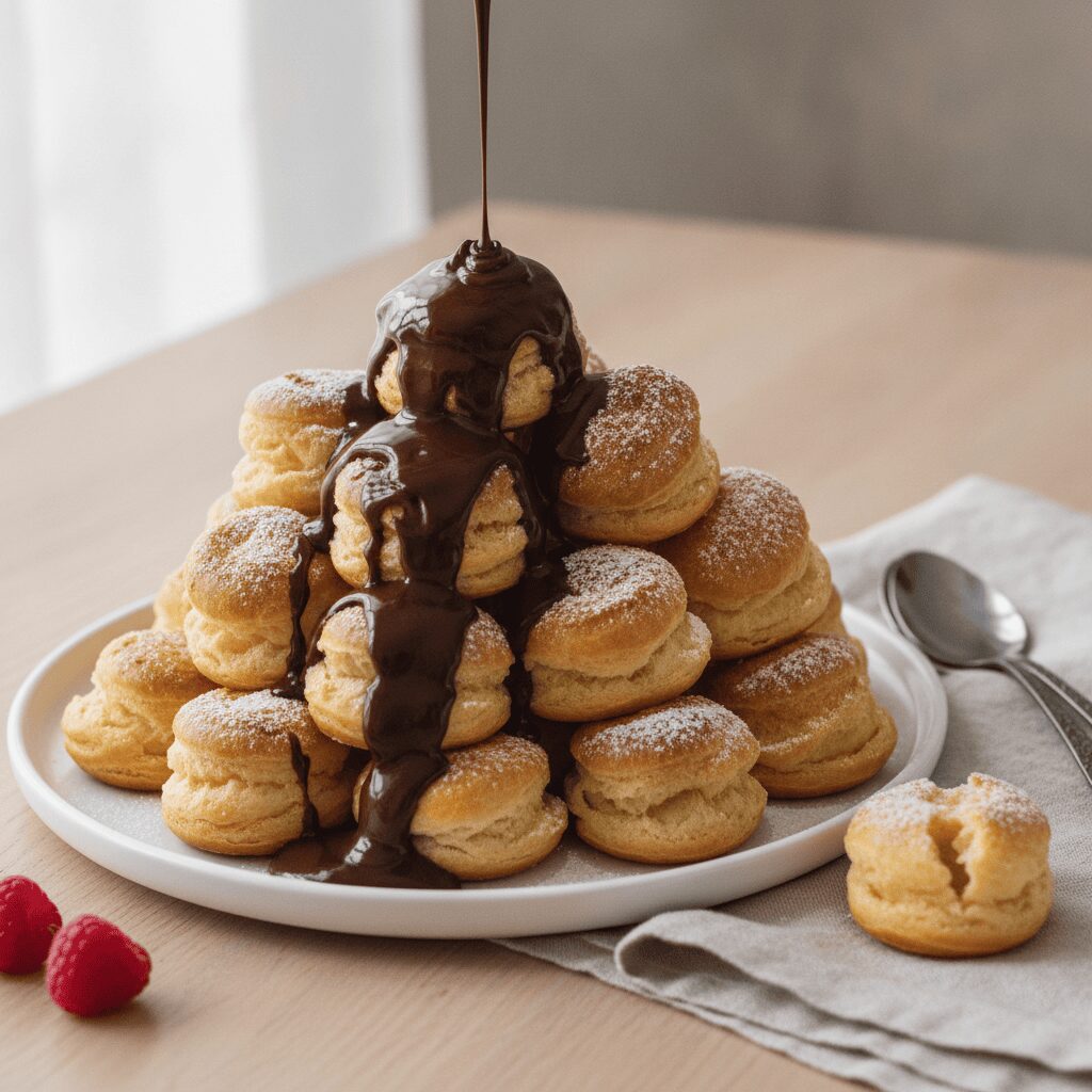 Ev Yapımı Çikolatalı Profiterol: Crispy Çoux Pastası Ve Eriyen Çikolata Sosuy...